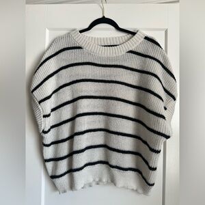 SHEIN Black and White Striped Crew Neck Sweater
